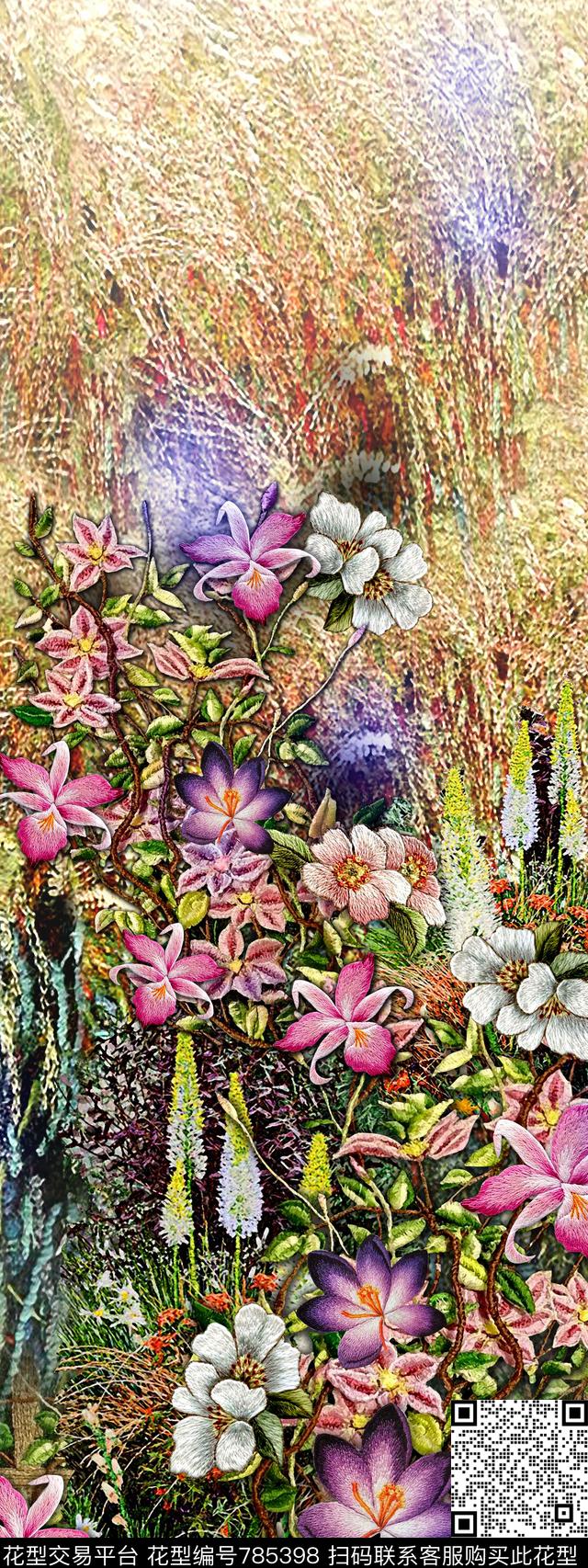 复古油画手绘数码印花华亿平台下载（图片编号: 785398） - 瓦栏（Walan）