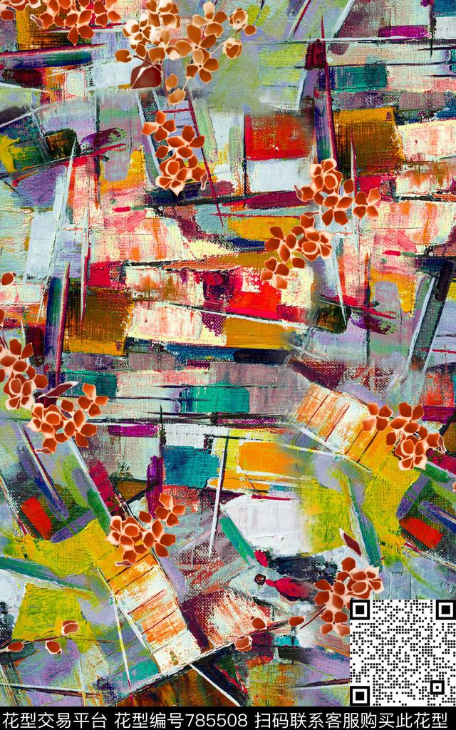 女装满版线条数码印花华亿平台下载（图片编号: 785508） - 瓦栏（Walan）