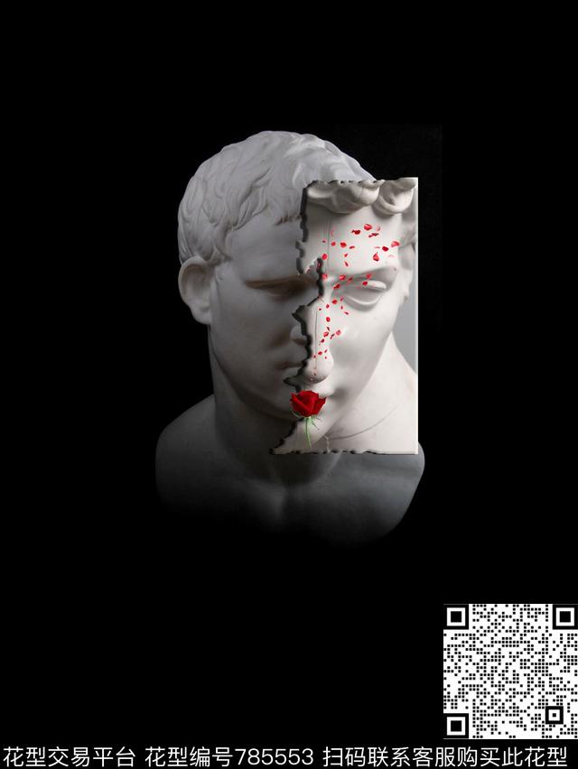 石膏像玫瑰黑白数码印花华亿平台下载（图片编号: 785553） - 瓦栏（Walan）