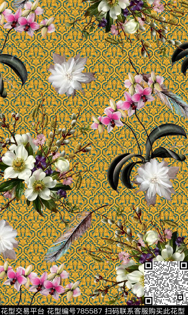 时尚几何条纹数码印花华亿平台下载（图片编号: 785587） - 瓦栏（Walan）