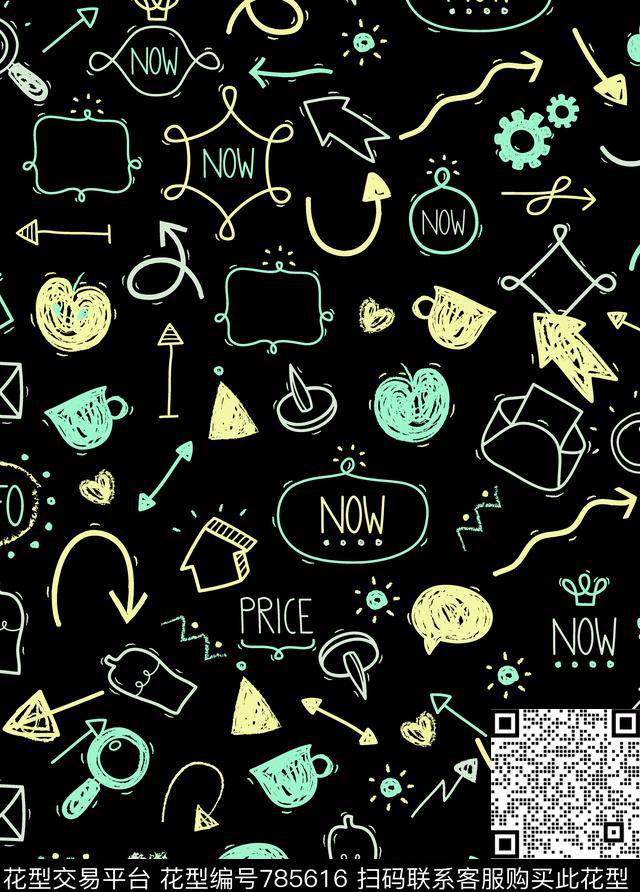 涂鸦箭头趣味传统印花华亿平台下载（图片编号: 785616） - 瓦栏（Walan）