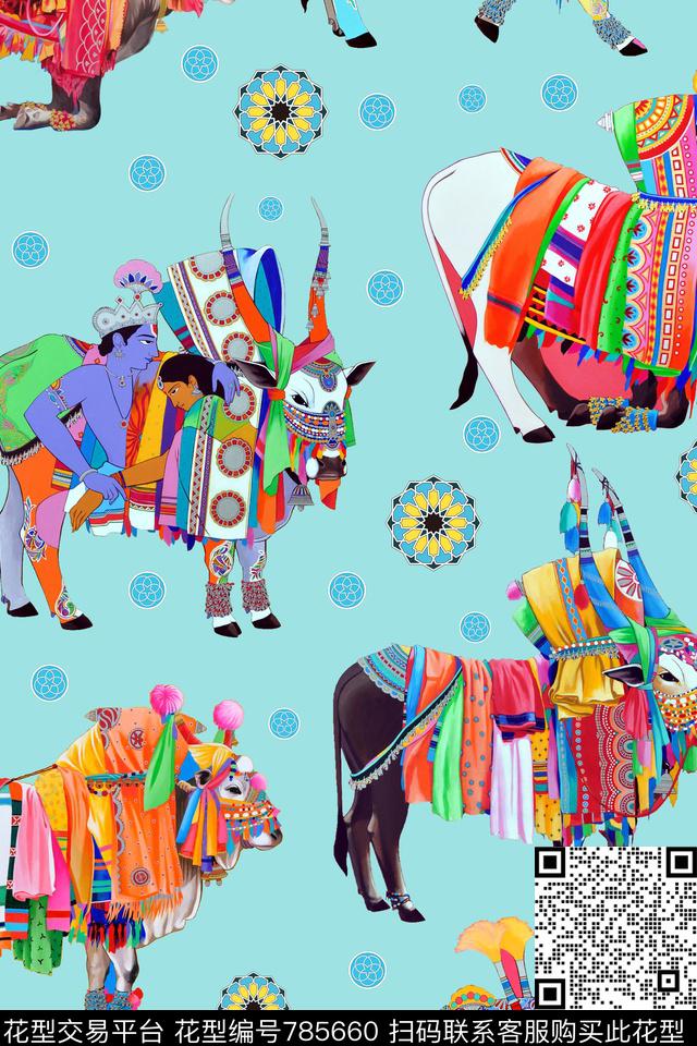 民族风西藏牦牛数码印花华亿平台下载（图片编号: 785660） - 瓦栏（Walan）