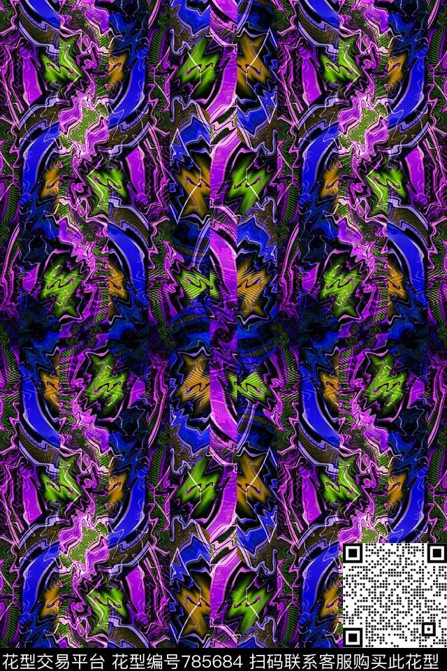 竖条细条纹曲线传统印花华亿平台下载（图片编号: 785684） - 瓦栏（Walan）