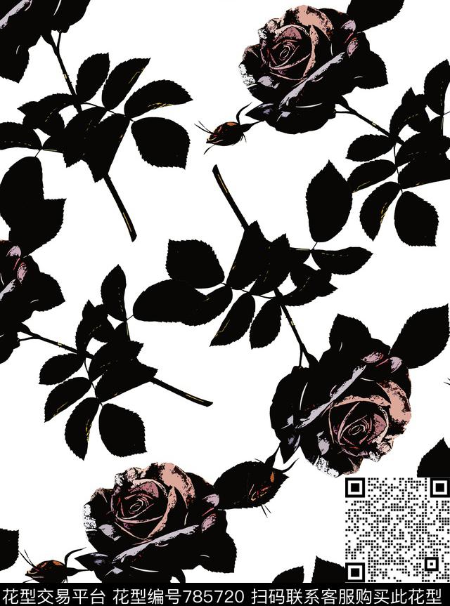 女装时尚花卉传统印花华亿平台下载（图片编号: 785720） - 瓦栏（Walan）