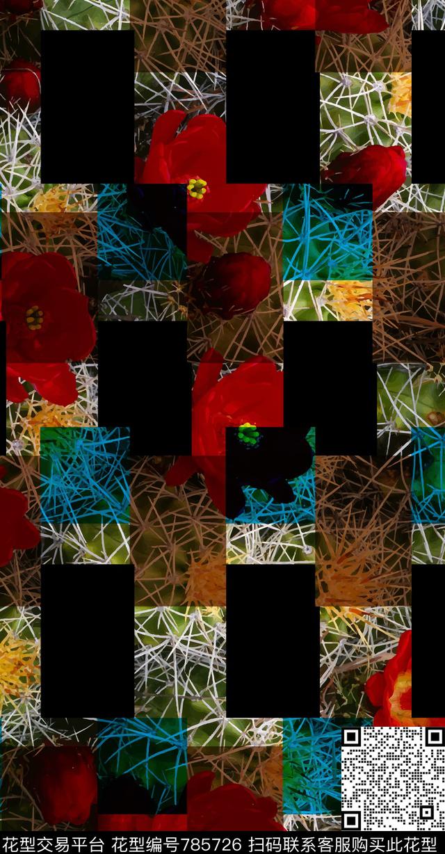 女装时尚花卉数码印花华亿平台下载（图片编号: 785726） - 瓦栏（Walan）