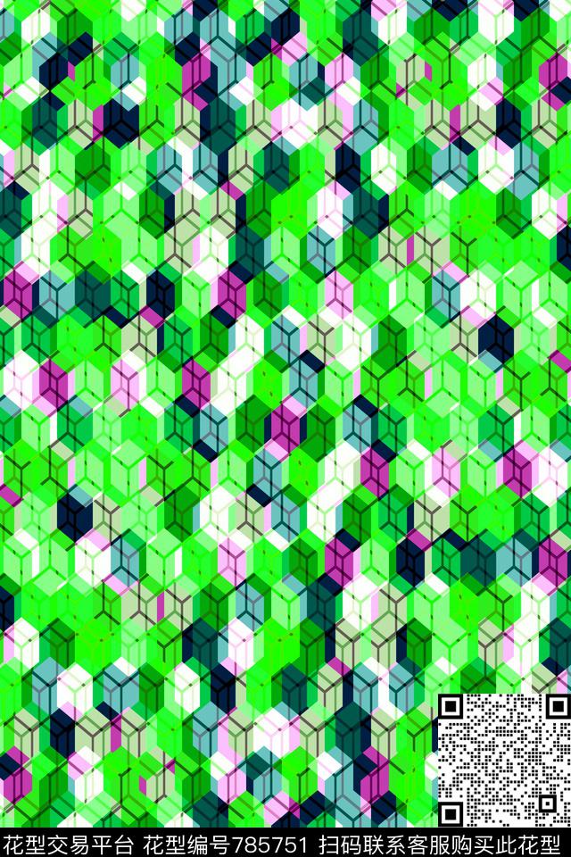 小方块不规则几何千鸟格传统印花华亿平台下载（图片编号: 785751） - 瓦栏（Walan）