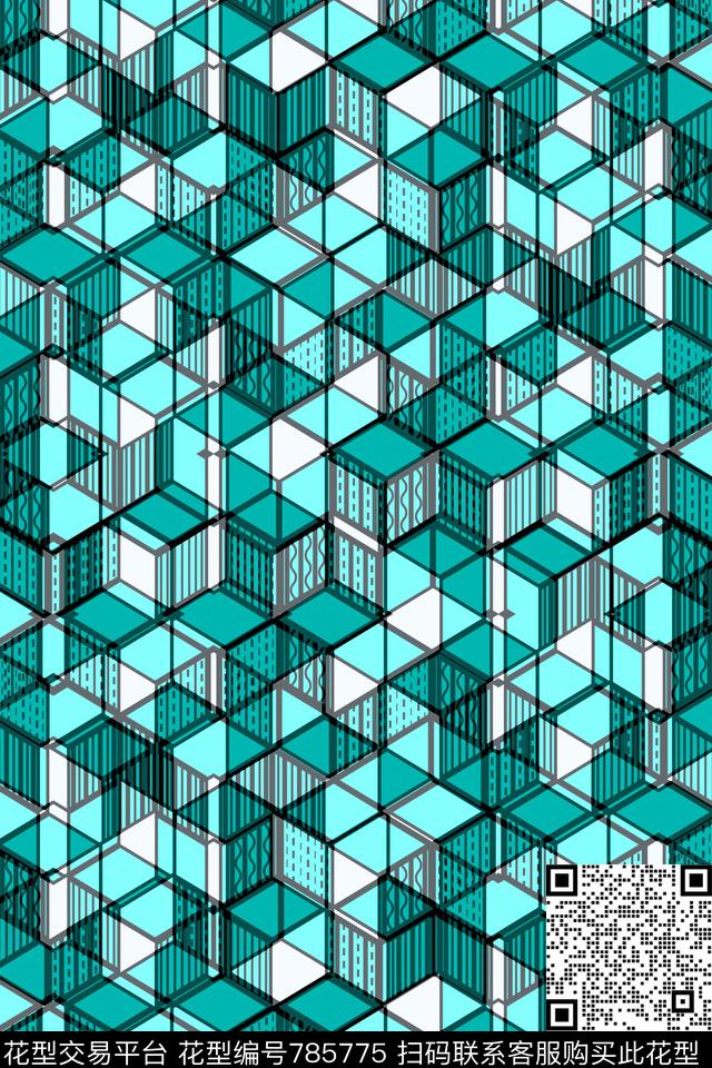 方格色块不规则几何传统印花华亿平台下载（图片编号: 785775） - 瓦栏（Walan）