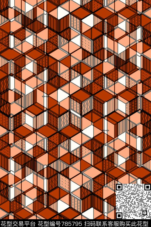 方格色块不规则几何传统印花华亿平台下载（图片编号: 785795） - 瓦栏（Walan）