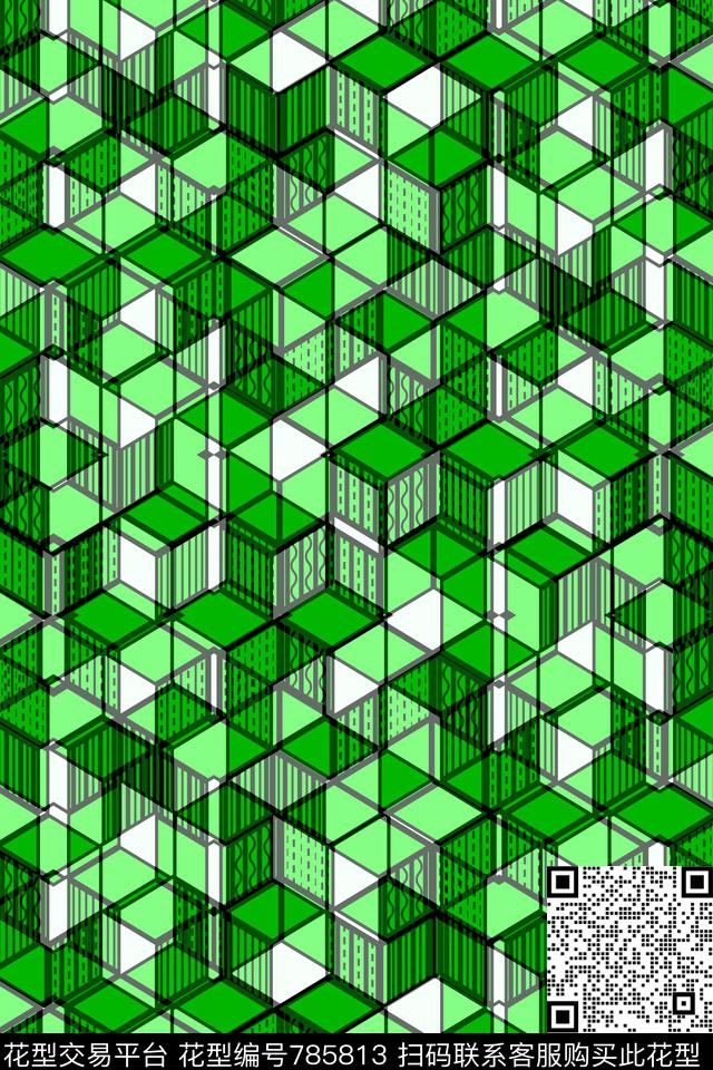 方格色块不规则几何传统印花华亿平台下载（图片编号: 785813） - 瓦栏（Walan）