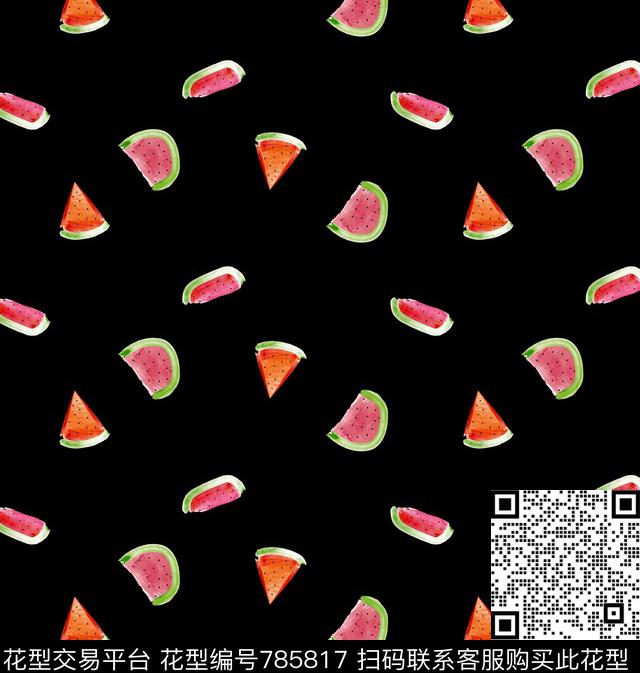 西瓜水果趣味数码印花华亿平台下载（图片编号: 785817） - 瓦栏（Walan）