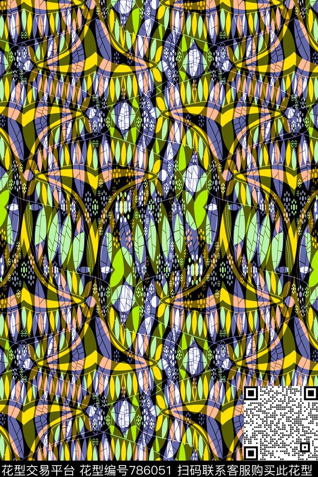 曲线波浪条纹横条传统印花华亿平台下载（图片编号: 786051） - 瓦栏（Walan）