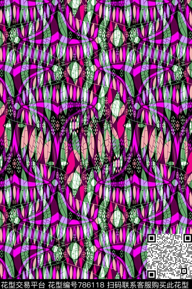 曲线波浪条纹横条传统印花华亿平台下载（图片编号: 786118） - 瓦栏（Walan）