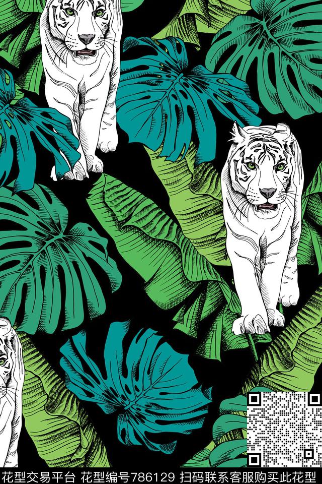 老虎叶子男装传统印花华亿平台下载（图片编号: 786129） - 瓦栏（Walan）