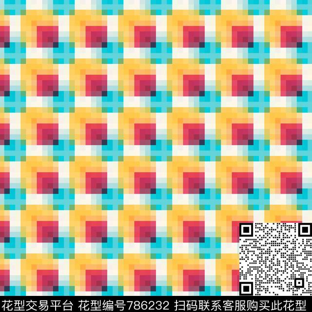 抽象马赛克格子数码印花华亿平台下载（图片编号: 786232） - 瓦栏（Walan）