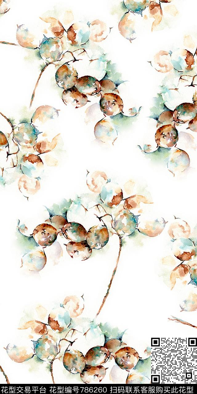 抽象水彩写意数码印花华亿平台下载（图片编号: 786260） - 瓦栏（Walan）