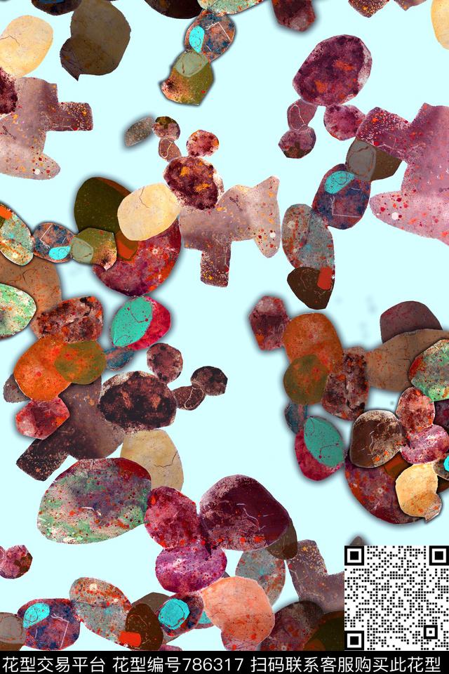 圆形石头几何数码印花华亿平台下载（图片编号: 786317） - 瓦栏（Walan）