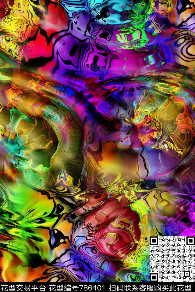 抽象水波水纹数码印花华亿平台下载（图片编号: 786401） - 瓦栏（Walan）