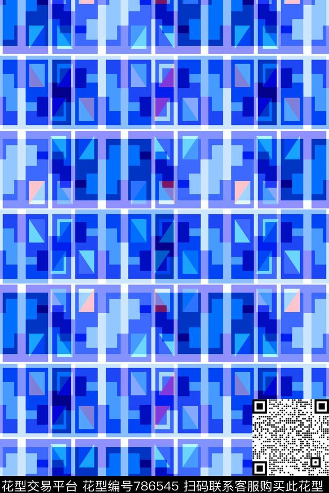 不规则几何小方块千鸟格传统印花华亿平台下载（图片编号: 786545） - 瓦栏（Walan）