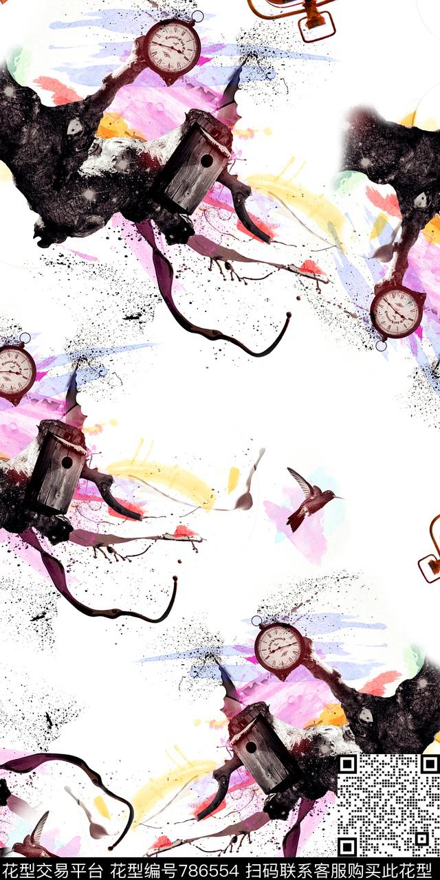 趣味树枝建筑数码印花华亿平台下载（图片编号: 786554） - 瓦栏（Walan）