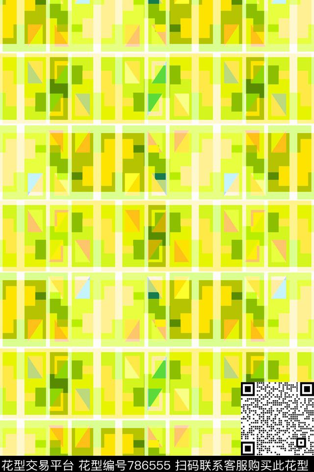 不规则几何小方块千鸟格传统印花华亿平台下载（图片编号: 786555） - 瓦栏（Walan）