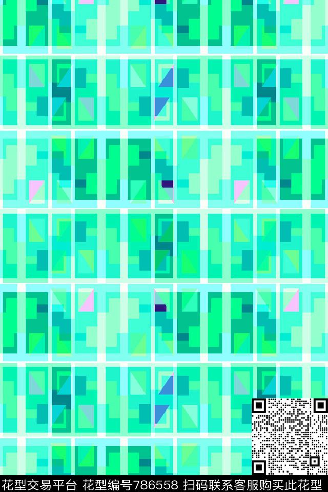 不规则几何小方块千鸟格传统印花华亿平台下载（图片编号: 786558） - 瓦栏（Walan）