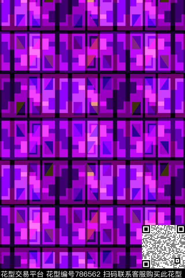 不规则几何小方块千鸟格传统印花华亿平台下载（图片编号: 786562） - 瓦栏（Walan）