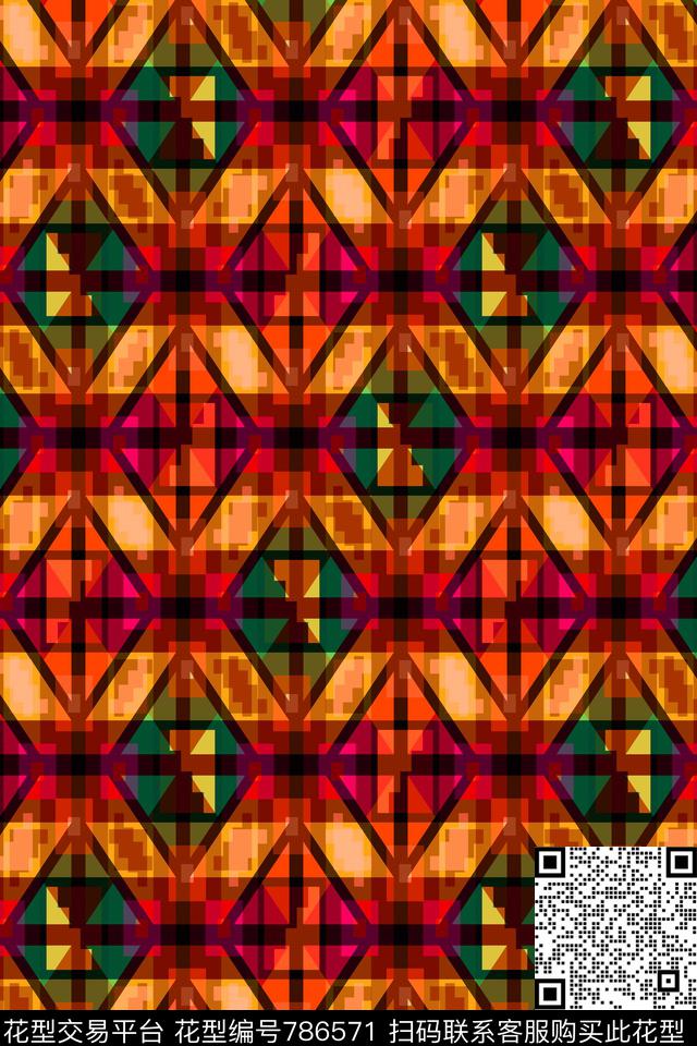 十字小方块不规则几何传统印花华亿平台下载（图片编号: 786571） - 瓦栏（Walan）