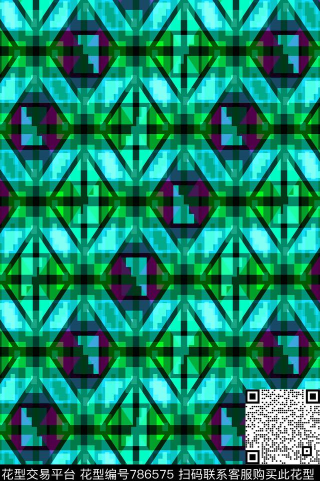 十字小方块不规则几何传统印花华亿平台下载（图片编号: 786575） - 瓦栏（Walan）