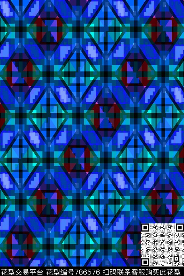 十字小方块不规则几何传统印花华亿平台下载（图片编号: 786576） - 瓦栏（Walan）