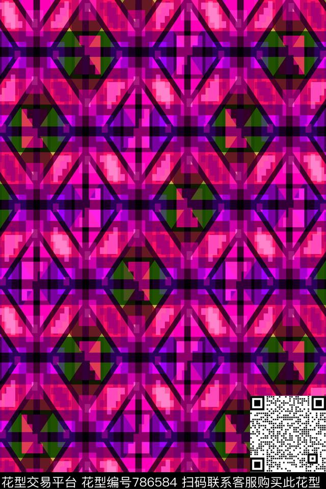 十字小方块不规则几何传统印花华亿平台下载（图片编号: 786584） - 瓦栏（Walan）