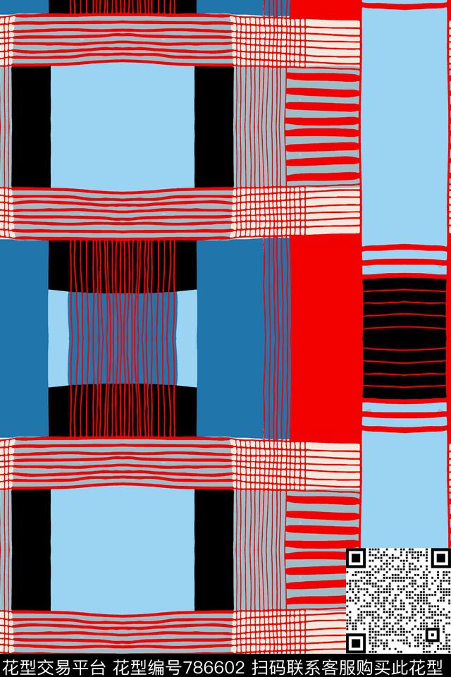 几何条纹手绘传统印花华亿平台下载（图片编号: 786602） - 瓦栏（Walan）