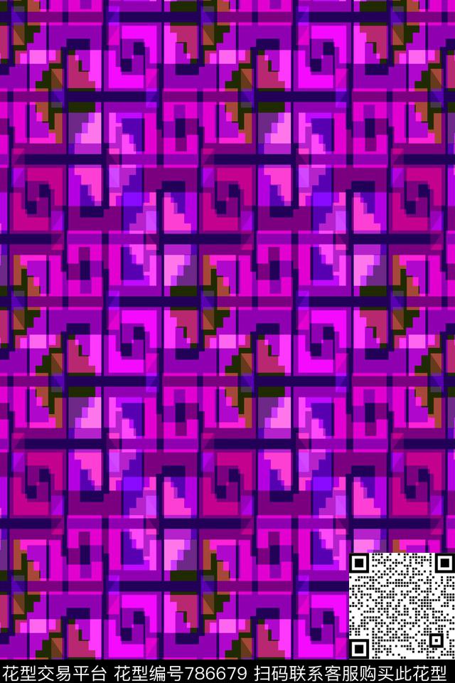 十字小方块不规则几何传统印花华亿平台下载（图片编号: 786679） - 瓦栏（Walan）