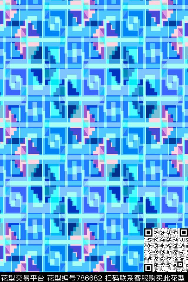 十字小方块不规则几何传统印花华亿平台下载（图片编号: 786682） - 瓦栏（Walan）