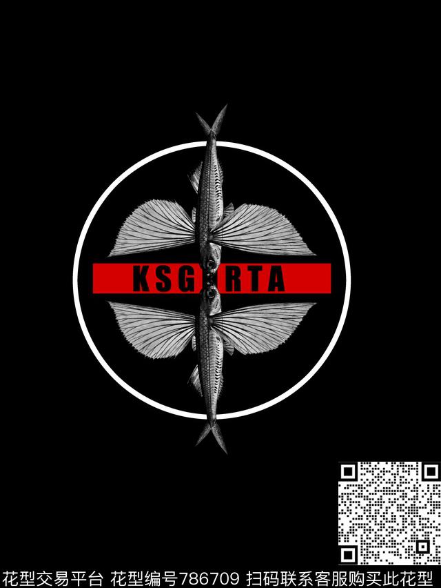 飞鱼几何男装T恤华亿平台数码印花华亿平台下载（图片编号: 786709） - 瓦栏（Walan）