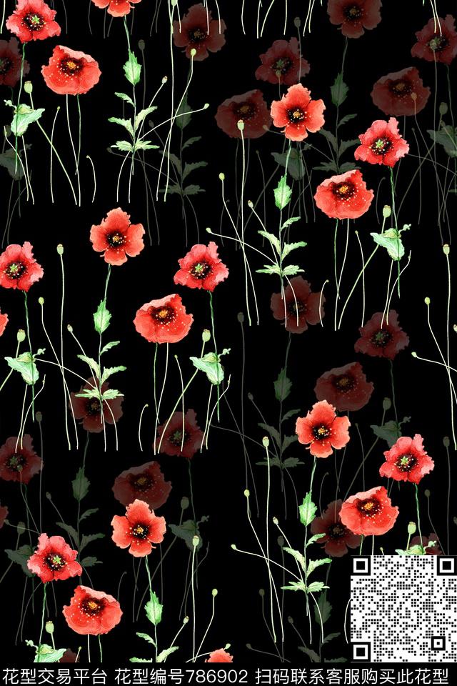 大花花朵花卉数码印花华亿平台下载（图片编号: 786902） - 瓦栏（Walan）