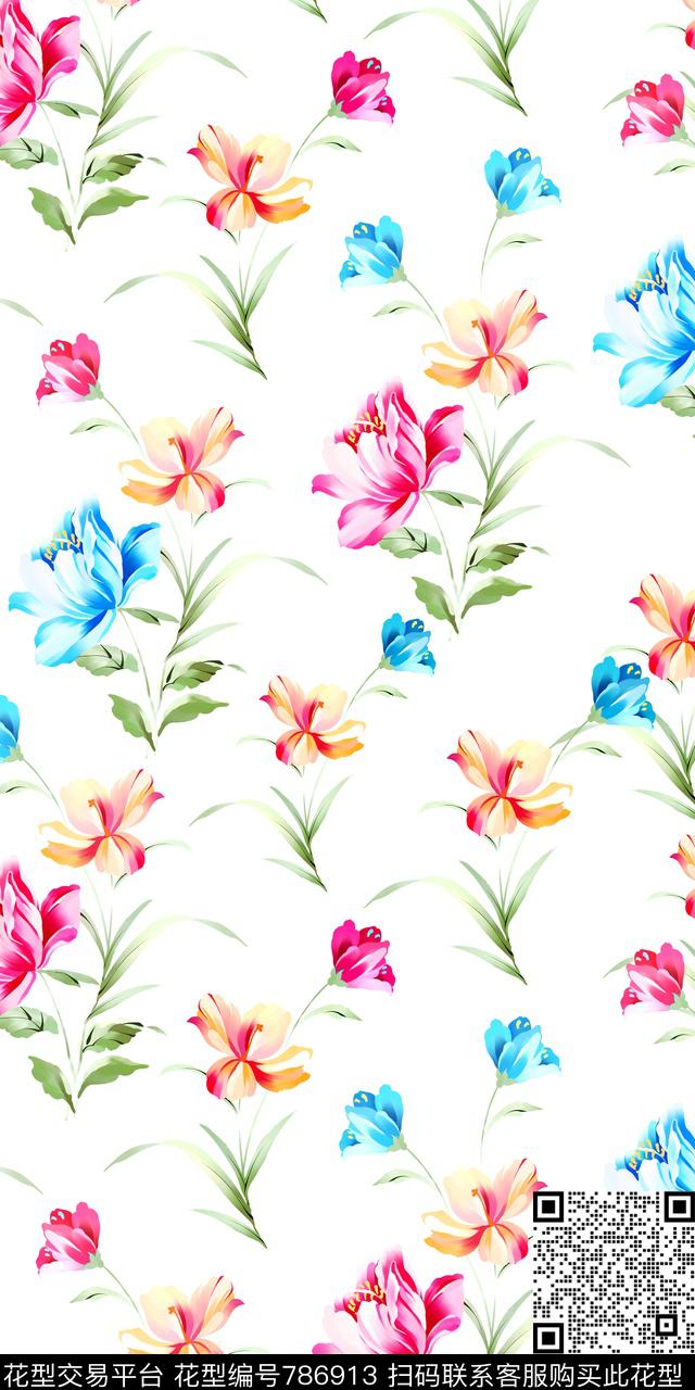 水彩花卉小碎花小清新数码印花华亿平台下载（图片编号: 786913） - 瓦栏（Walan）