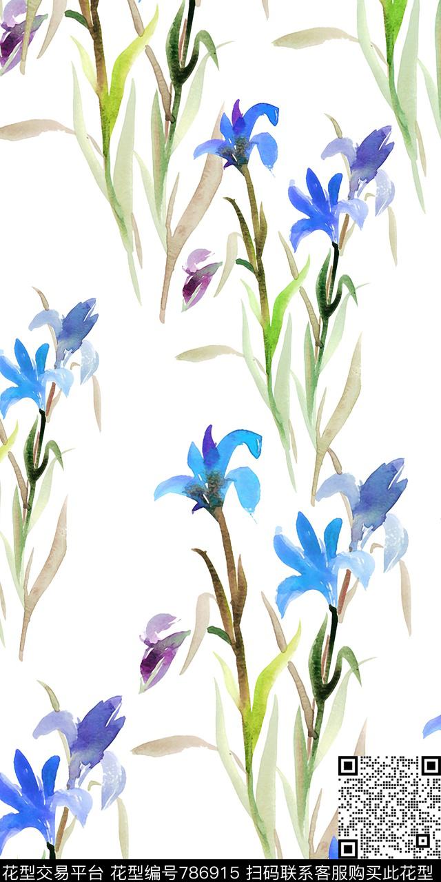 小清新水彩花卉小碎花数码印花华亿平台下载（图片编号: 786915） - 瓦栏（Walan）