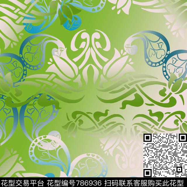 丝巾围巾秀场腰果火腿花数码印花华亿平台下载（图片编号: 786936） - 瓦栏（Walan）