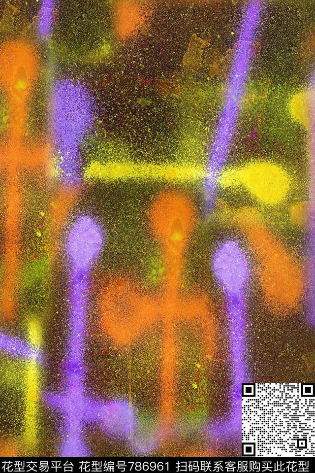 泼墨油墨笔触数码印花华亿平台下载（图片编号: 786961） - 瓦栏（Walan）