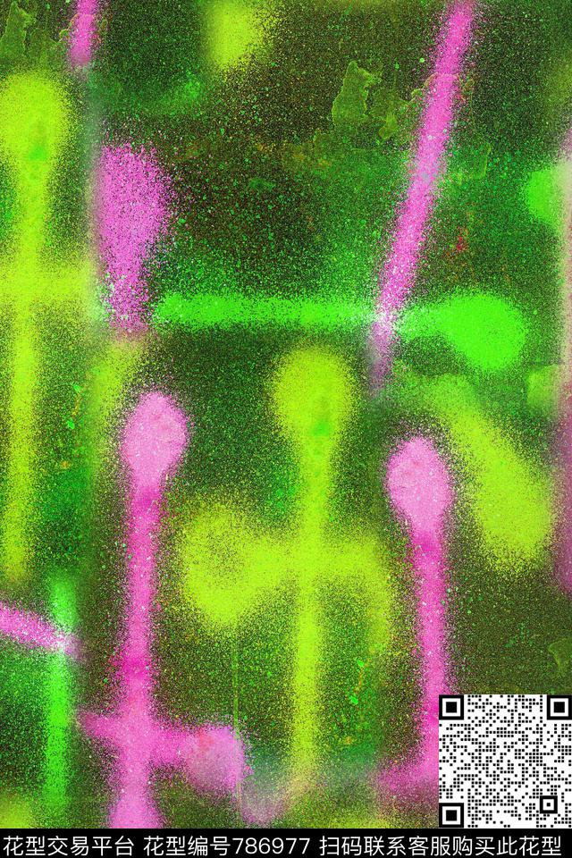 泼墨油墨笔触数码印花华亿平台下载（图片编号: 786977） - 瓦栏（Walan）