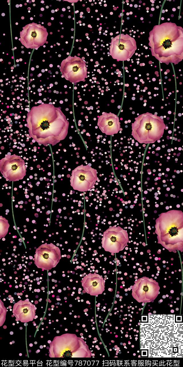 小碎花大花花朵数码印花华亿平台下载（图片编号: 787077） - 瓦栏（Walan）