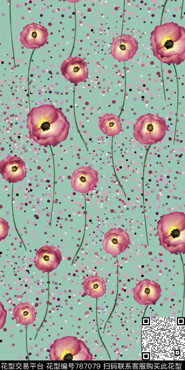 小碎花大花花朵数码印花华亿平台下载（图片编号: 787079） - 瓦栏（Walan）