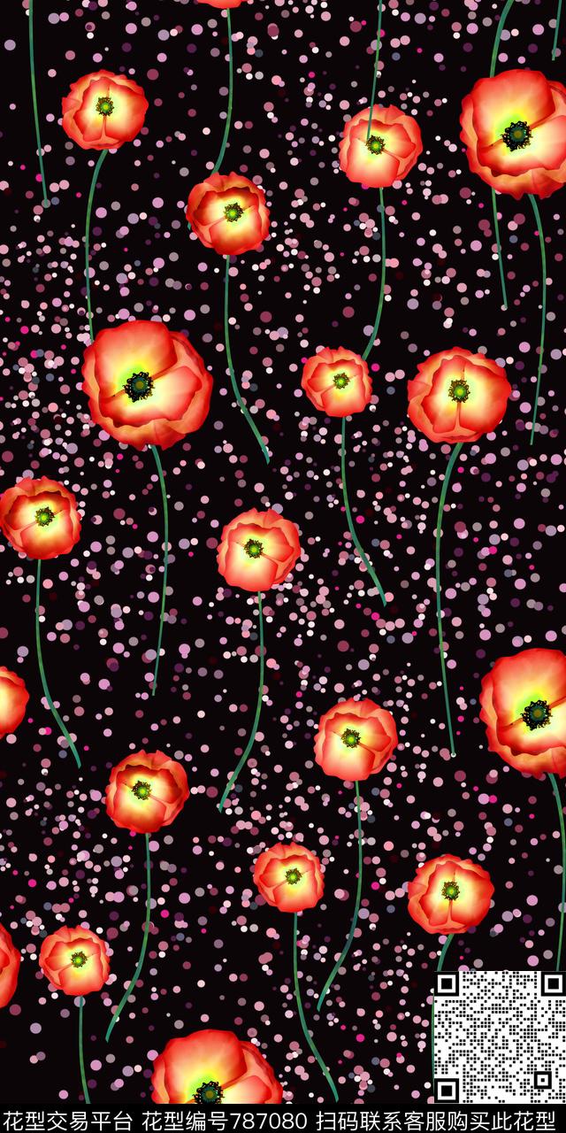 小碎花大花花朵数码印花华亿平台下载（图片编号: 787080） - 瓦栏（Walan）