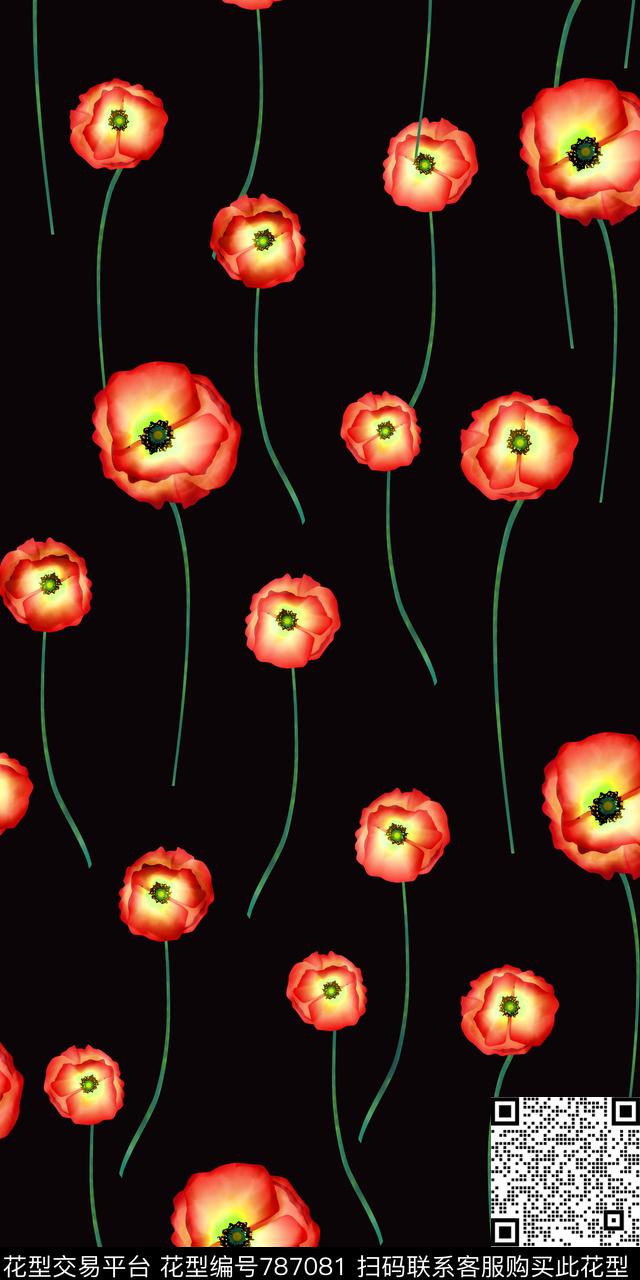 小碎花大花花朵数码印花华亿平台下载（图片编号: 787081） - 瓦栏（Walan）