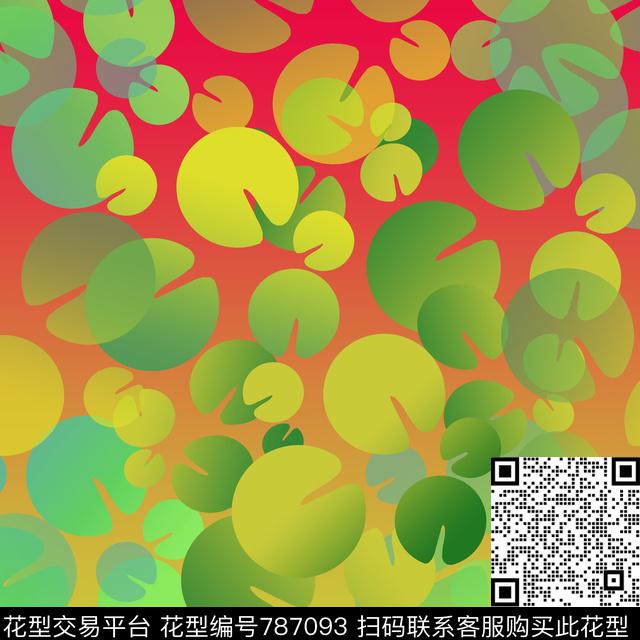 丝巾围巾秀场传统花纹渐变风格化花卉组合数码印花华亿平台下载（图片编号: 787093） - 瓦栏（Walan）