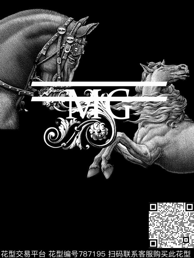 抽象手绘几何条纹数码印花时尚潮流男装衬衫T恤卫衣动物马印花欧美复古大牌男装印花数码印花华亿平台下载（图片编号: 787195） - 瓦栏（Walan）