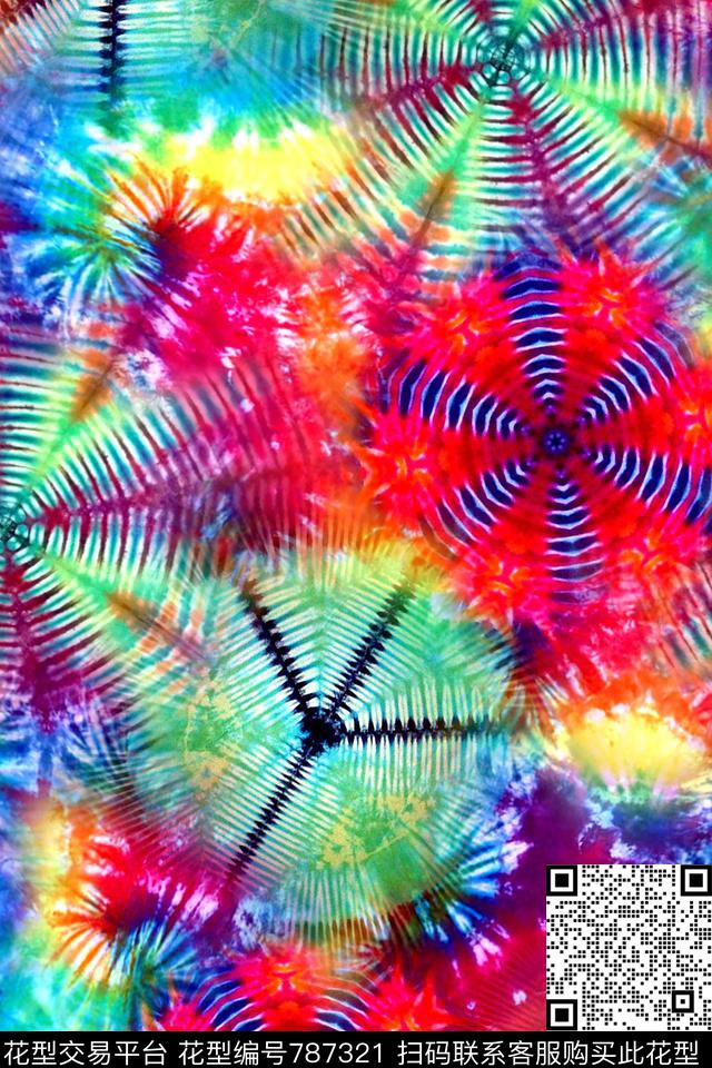 民族风扎染华亿平台炫彩数码印花华亿平台下载（图片编号: 787321） - 瓦栏（Walan）