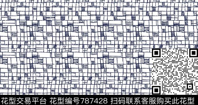 格子不规则线条传统印花华亿平台下载（图片编号: 787428） - 瓦栏（Walan）