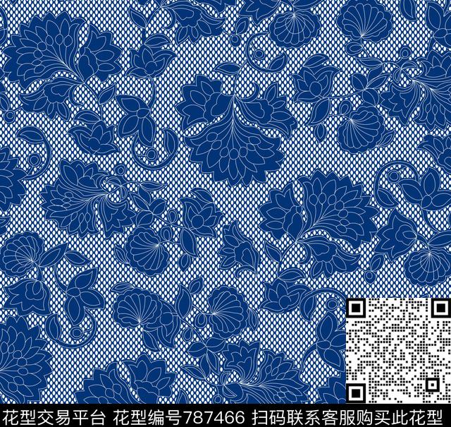 线条大花色块传统印花华亿平台下载（图片编号: 787466） - 瓦栏（Walan）