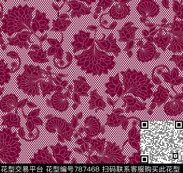 线条大花色块传统印花华亿平台下载（图片编号: 787468） - 瓦栏（Walan）